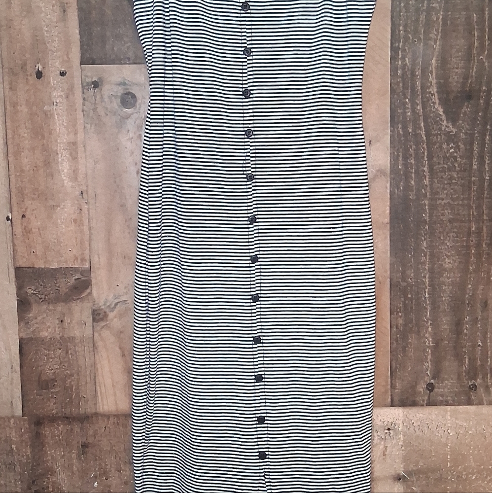 Shein Striped Maxi Dress Womens Size Small Black White Button Front Size Small - Picture 2 of 6